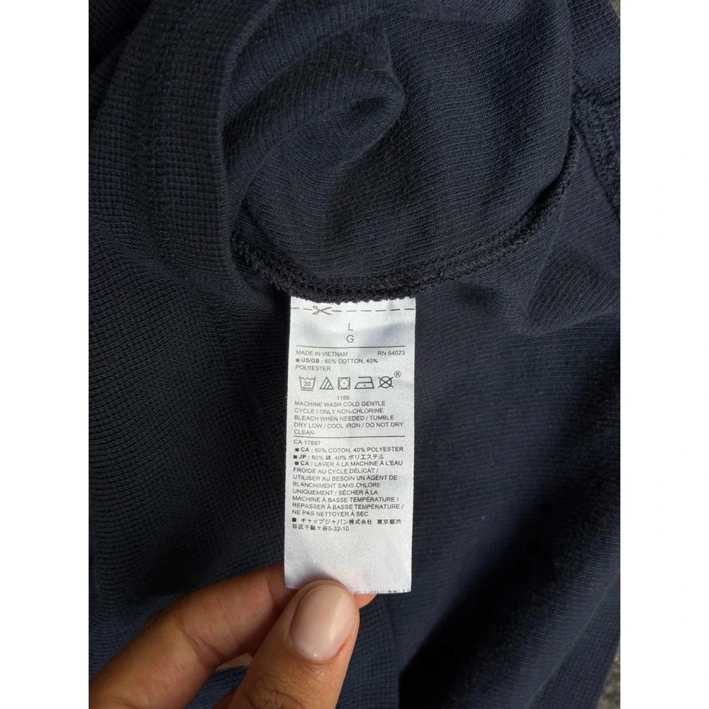 Banana Republic Mens Navy Blue Waffle Knit Long Sleeve Henley Shirt Size L
